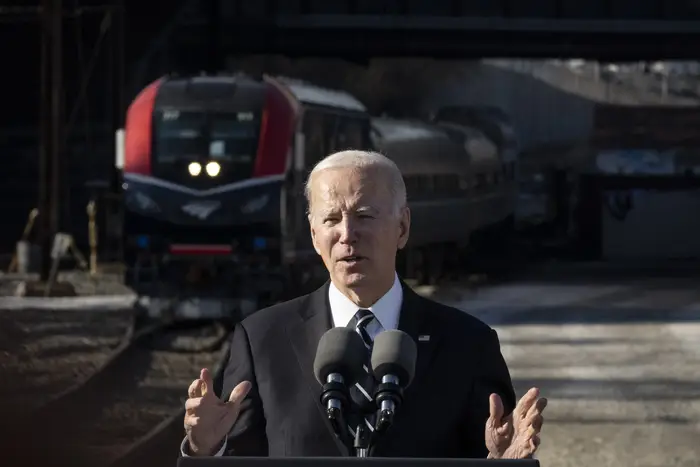 President Biden speaks on infrastructure funding in Baltimore, Maryland on Jan. 30, 2023.